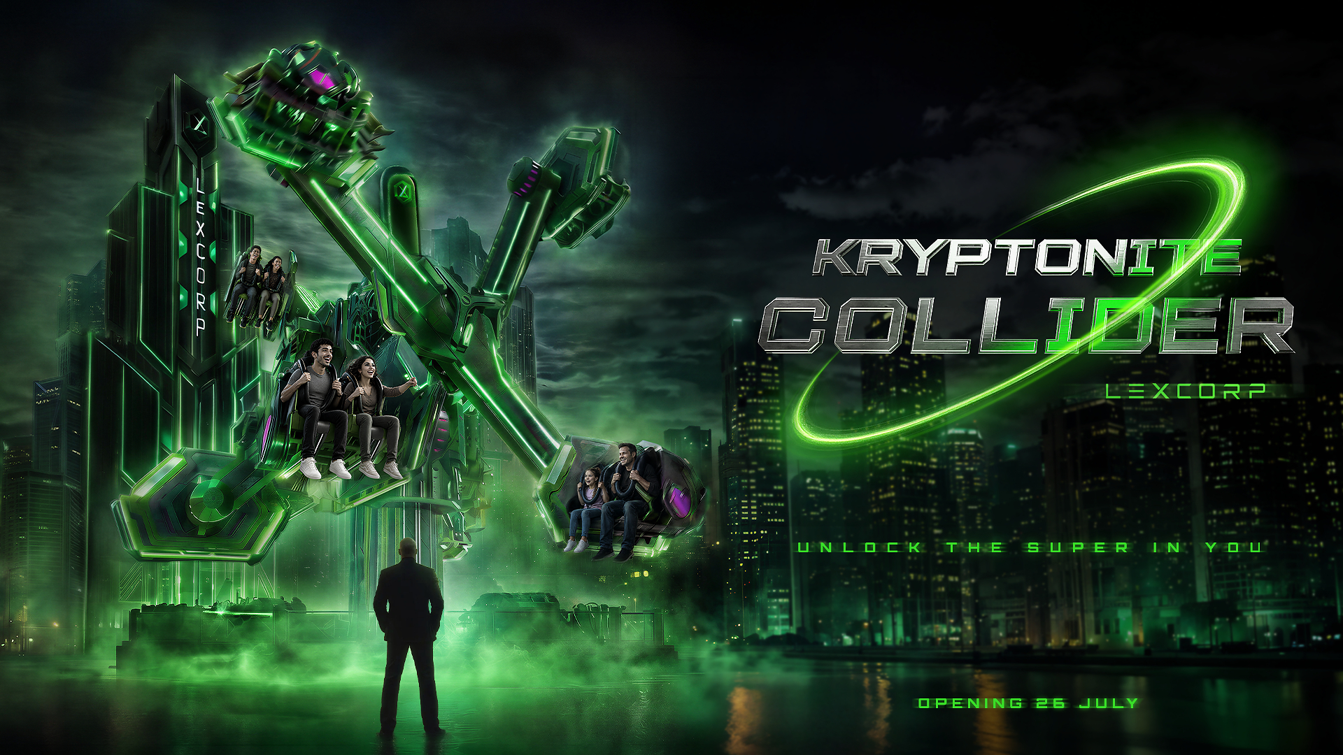 'Kryptonite Collider' and 'Superman Up and Away' Attractions Coming to Warner Bros. World Yas Island