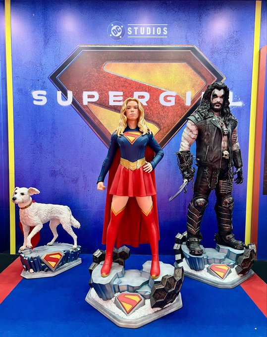 Life-Sized "Supergirl" (2026) Statues of Kara Zor-El, Lobo, and Krypto Debut at Mumbai Comic-Con