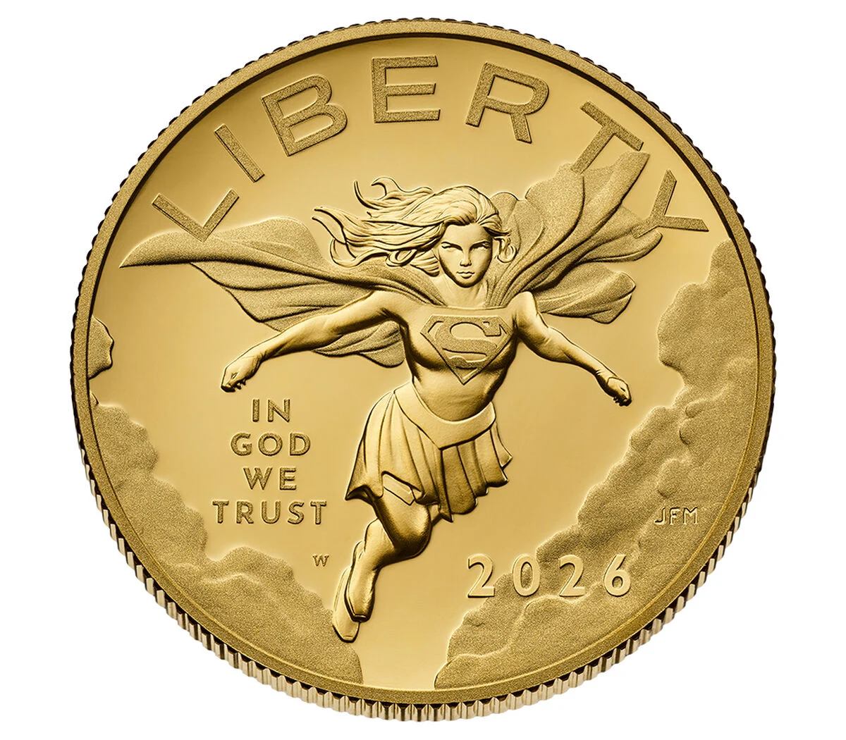 Supergirl 24-karat gold proof coin obverse