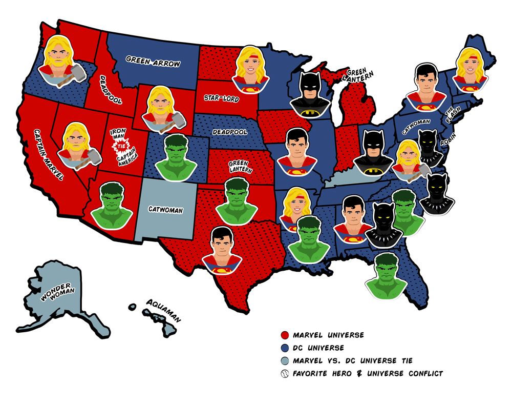DC Triumphs Over Marvel in State by State Superheroes Poll